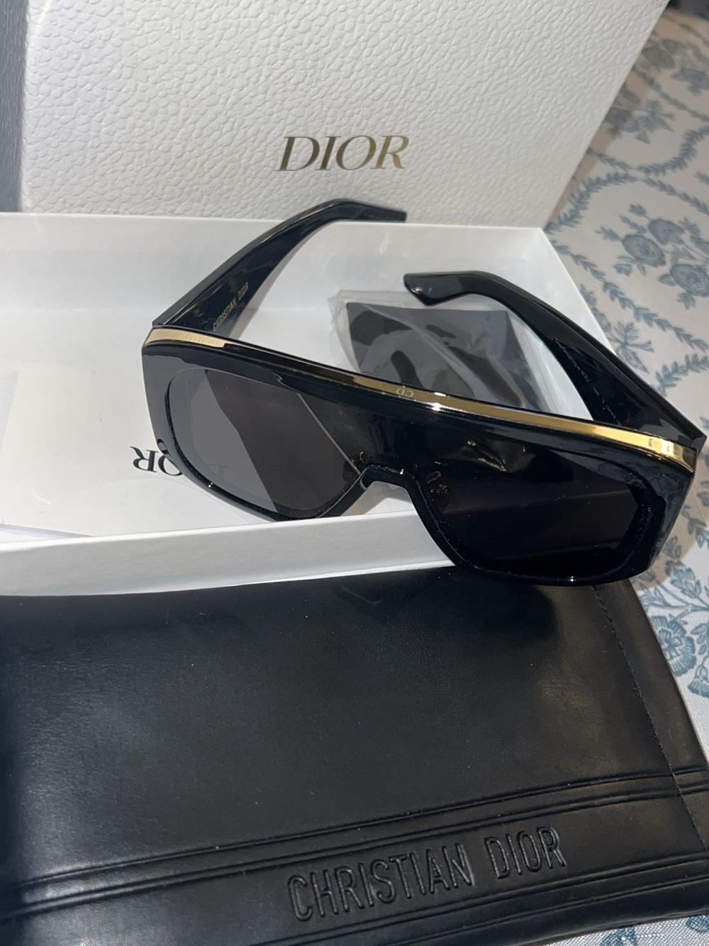 Dior Women's Black Sunglasses with Gold Trim
